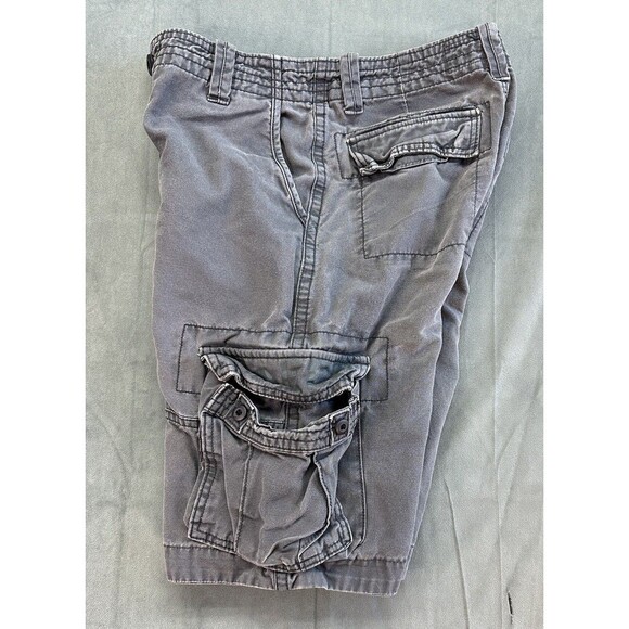 Aeropostale Cargo Shorts Mens 28 x 11 Gray Flat Front Denim Pockets Loose - Picture 4 of 11
